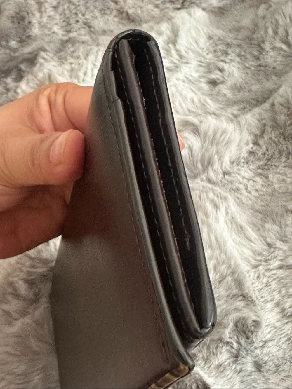 Paul Smith Dark Brown Leather Long Wallet for Men with Signature Stripe
